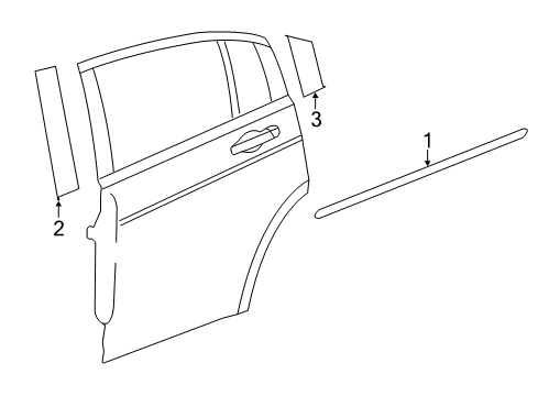 2008 Chrysler Sebring Exterior Trim - Rear Door Diagram