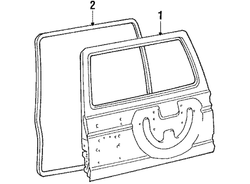 1989 Dodge Raider Back Door & Components Diagram