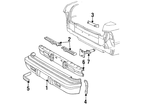 1991 Chrysler LeBaron Impact Strip, Rear Diagram for 4334433