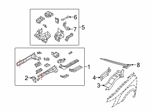 2012 Dodge Journey Upper Rail, Front Outer Driver Side Diagram for 5067775AD