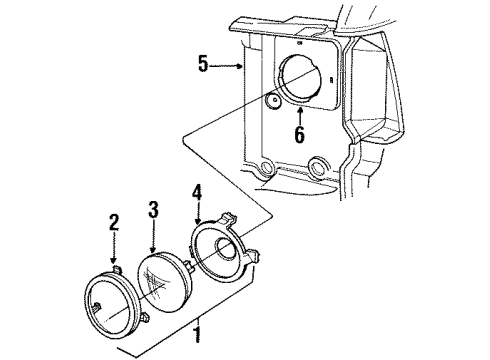 1985 Dodge B150 Headlamp Components Diagram