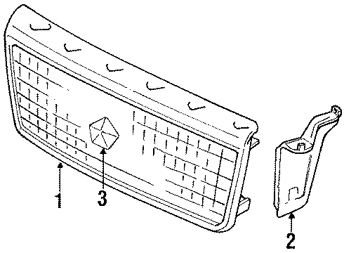 1993 Dodge Spirit Grille, Black/White Diagram for 5017728AA