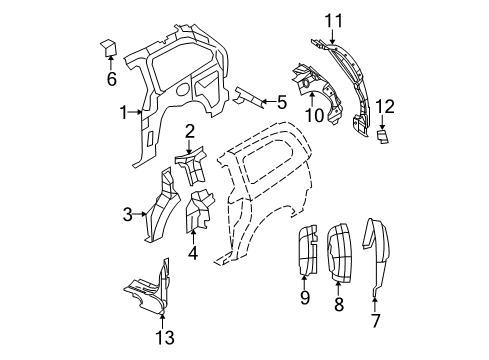 2011 Chrysler Town & Country Outer Wheelhouse, Passenger Side Diagram for 4894726AB