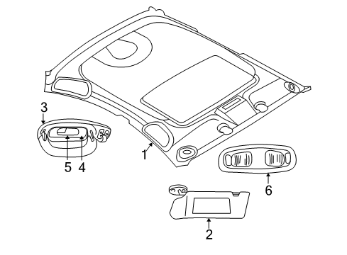 2001 Dodge Intrepid Visor, Driver Side Diagram for TJ01TL2AB