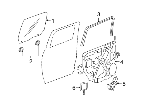2011 Ram 1500 Run Weatherstrip, Rear Driver Side Diagram for 55372137AE