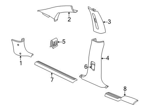 2002 Chrysler Concorde Interior Trim - Pillars Diagram