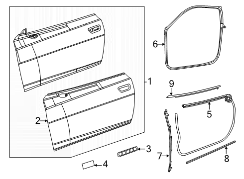 2025 Dodge Charger Daytona W/STRIP-FRONT DOOR FLUSH GLASS Diagram for 68592088AD