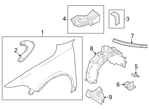 2025 Dodge Hornet Fender Diagram for 68609986AA