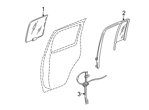 2002 Jeep Liberty Fixed Glass, Rear Driver Side Diagram for 55360963AD