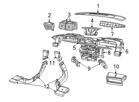 2007 Dodge Caliber Vent Duct, Passenger Side Diagram for 5058420AA