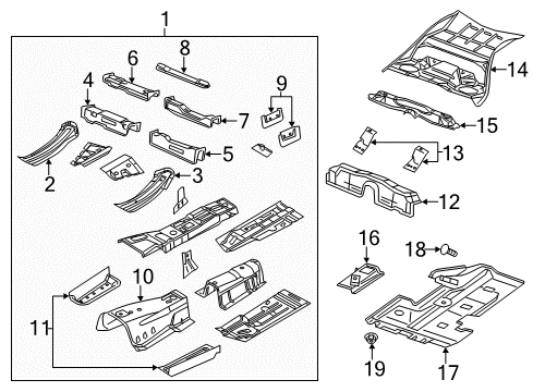 2016 Dodge Charger Floor Extension, Center Diagram for 68089677AA