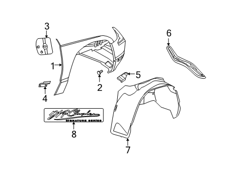 2004 Chrysler Pacifica Fender, Front Passenger Side Diagram for 5093792AB