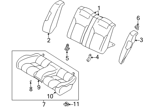 2004 Chrysler Sebring Seat Cushion, Brown, Rear Diagram for MR958952YA