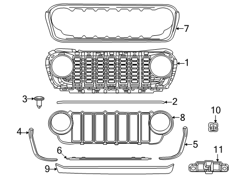 2025 Jeep Gladiator Grille & Components Diagram