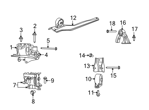 2012 Dodge Caliber Engine & Trans Mounting Diagram