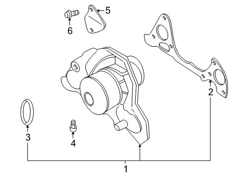 2003 Chrysler Sebring Water Pump Assembly Bolt Diagram for MF140025
