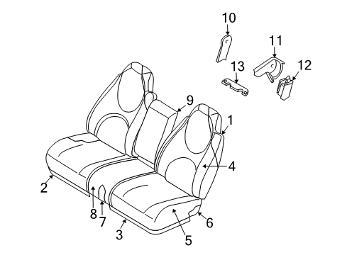 2002 Dodge Durango Center Cushion, Tan, Front Diagram for WL151T5AA