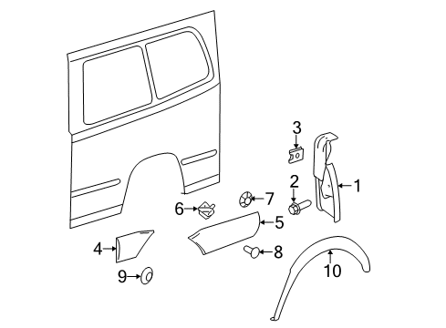 2008 Dodge Sprinter 2500 Front Molding, White, Driver Side Diagram for 1RP99P01AB