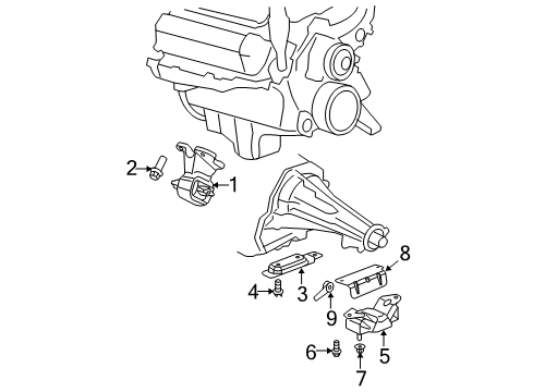 2007 Dodge Durango Transmission Support Nut Diagram for 6507078AA
