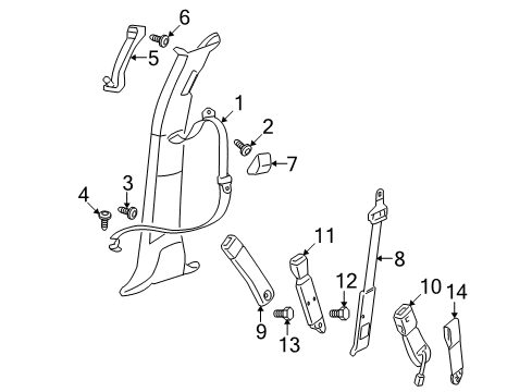 2007 Dodge Ram 1500 Center Buckle Extension, Front Diagram for 5135197AA