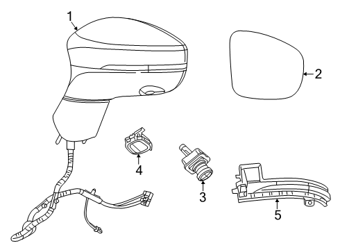 2020 Chrysler Pacifica Power Mirror, Stone White, Front Passenger Side Diagram for 6WZ10PW2AA