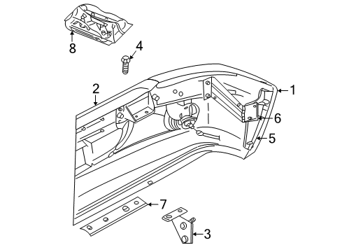 2002 Dodge Durango Impact Bar, Front Diagram for 55077256AD