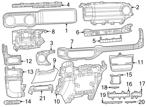 2025 Jeep Wrangler Center Bezel Diagram for 7FT59TX7AA
