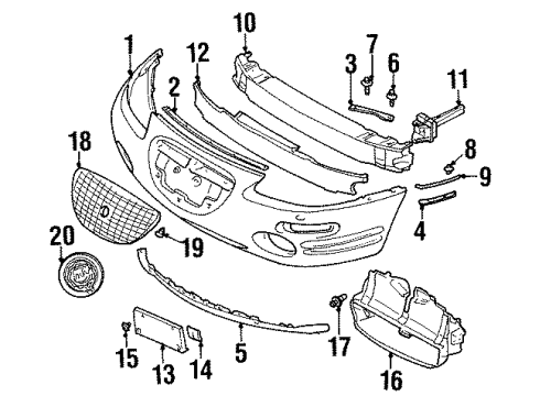 2000 Chrysler Sebring License Bracket Diagram for MR248180