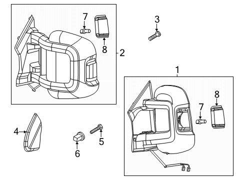 2019 Ram ProMaster 1500 Outside Mirrors Diagram