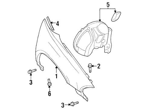 2001 Chrysler LHS Fender & Components Diagram