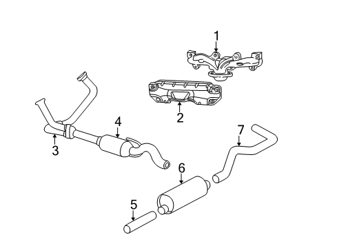 2002 Dodge Dakota Catalytic Converter Diagram for 52103254AE