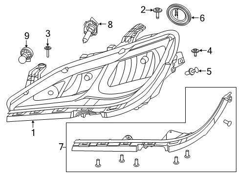 2020 Chrysler Pacifica Headlamp Bulb, Front Diagram for L00000H1LL