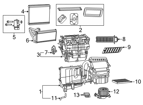2024 Ram ProMaster EV A/C Evaporator & Heater Components Diagram