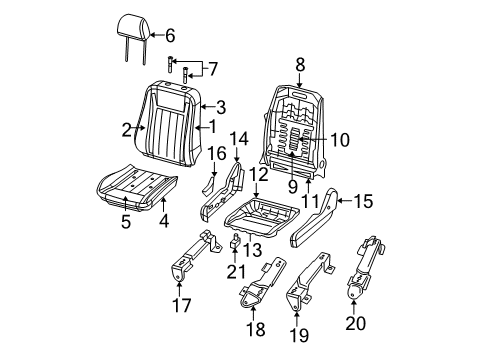 2007 Dodge Durango Seat Cushion Pad, Front Diagram for 5179570AA