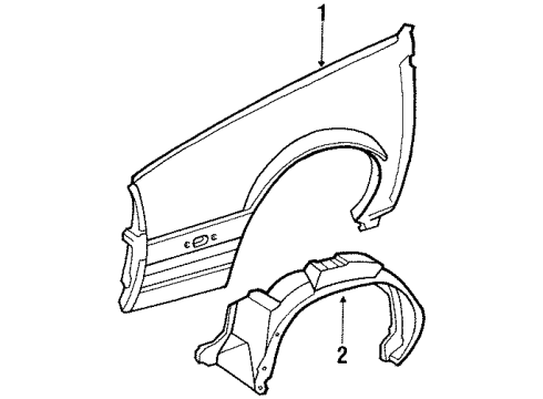 1992 Dodge Daytona Fender, Front Diagram for 4713861