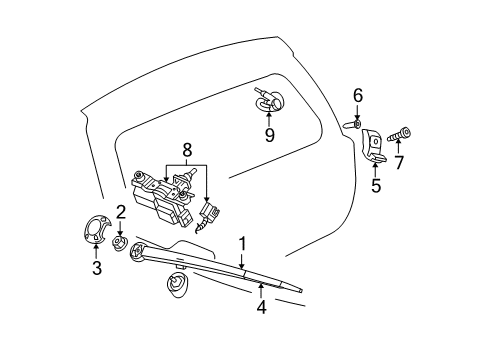 2009 Jeep Commander Wiper Arm Cover, Rear Diagram for 55156514AC