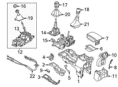 2021 Jeep Wrangler Console Base, Front Center Diagram for 6ZU33TX7AB