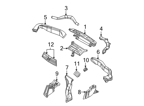 2005 Chrysler Pacifica Heater Duct, Lower Diagram for 5005199AA