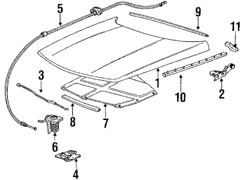 1989 Dodge Colt Support Rod Retainer Diagram for MU481007