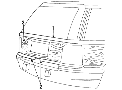 1993 Jeep Grand Wagoneer Exterior Trim - Lift Gate Diagram 2 - Thumbnail