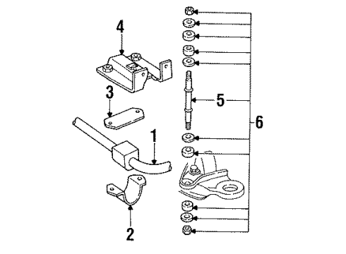 1992 Dodge B250 Sway Bar Mount Bracket, Passenger Side Diagram for 4447546