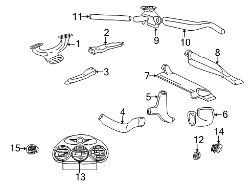 2003 Chrysler 300M Outlet Assembly, Slate Gray, Outer Diagram for QT02XDVAB