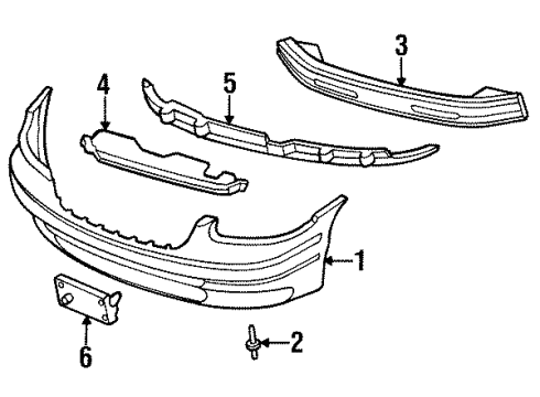 2000 Chrysler Grand Voyager Bumper Cover, White, Front Diagram for 4883848AA