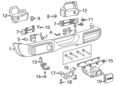 2021 Jeep Wrangler Bumper, Rear Diagram for 6CE35RXFAC