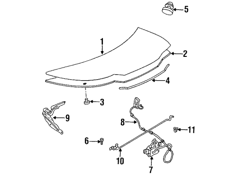 1999 Chrysler Cirrus Hood & Components Diagram