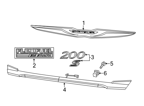 2013 Chrysler 200 Emblem, Rear Diagram for 68089027AB