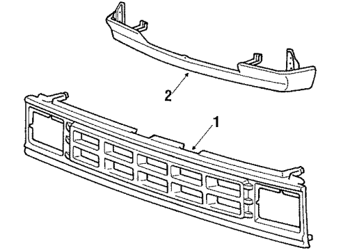 1989 Dodge Ram 50 Grille & Components Diagram