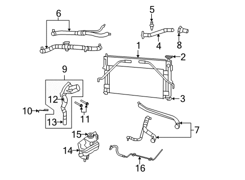 2008 Chrysler Sebring Radiator & Components Diagram 5 - Thumbnail