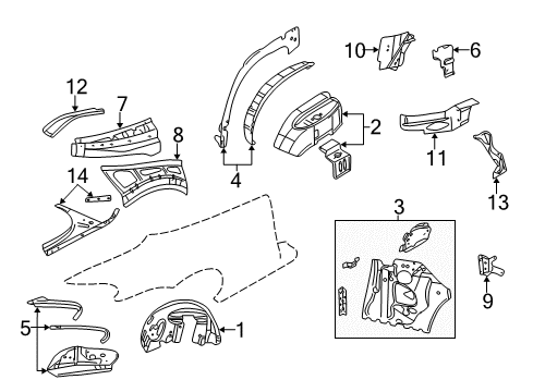 2002 Chrysler Sebring Splash Shield, Rear Passenger Side Diagram for 4878380AD