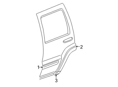 2005 Jeep Liberty Body Side Molding, Rear Passenger Side Diagram for 55156948AA